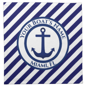 Anchor Stamp and Diagonal Stripes Custom Cloth Napkin