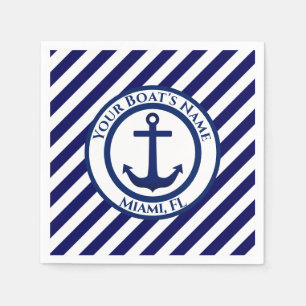 Anchor Stamp and Diagonal Stripes Custom Napkins