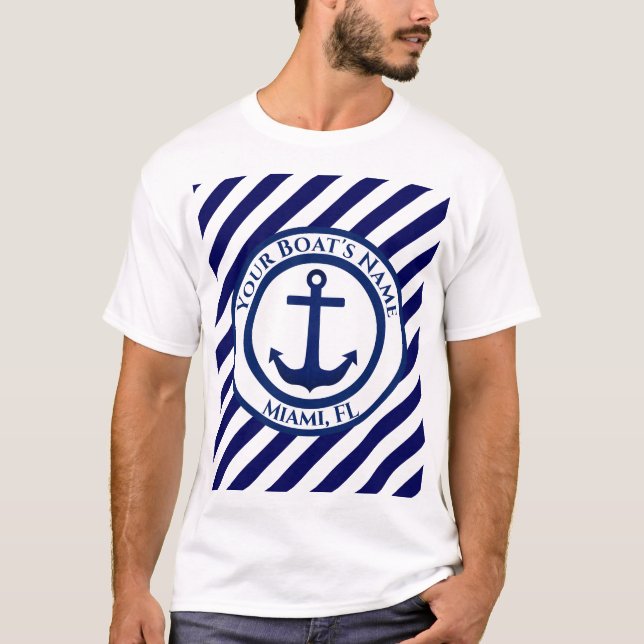 Anchor Stamp and Diagonal Stripes Custom T-Shirt (Front)