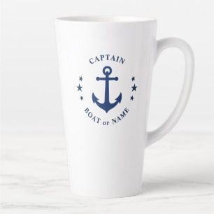 Anchor & Stars Captain Boat Name Large 2 Sided Latte Mug