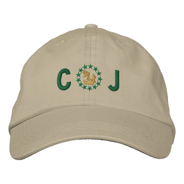 ANCHOR Stars Monogram Personalize Embroidered Cap (Front)