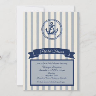 Anchor Stripe Maritime Destination bridal shower Invitation