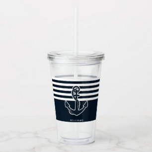 Anchor & Stripes Acrylic Tumbler