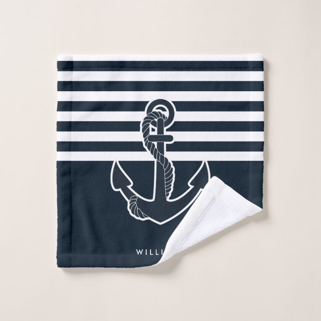 Anchor & Stripes Bath Towel Set (Wash Cloth)