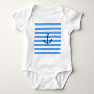 Anchor Stripes Blue & White Baby Bodysuit