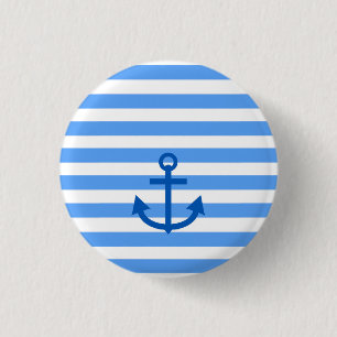 Anchor Stripes Blue & White Button