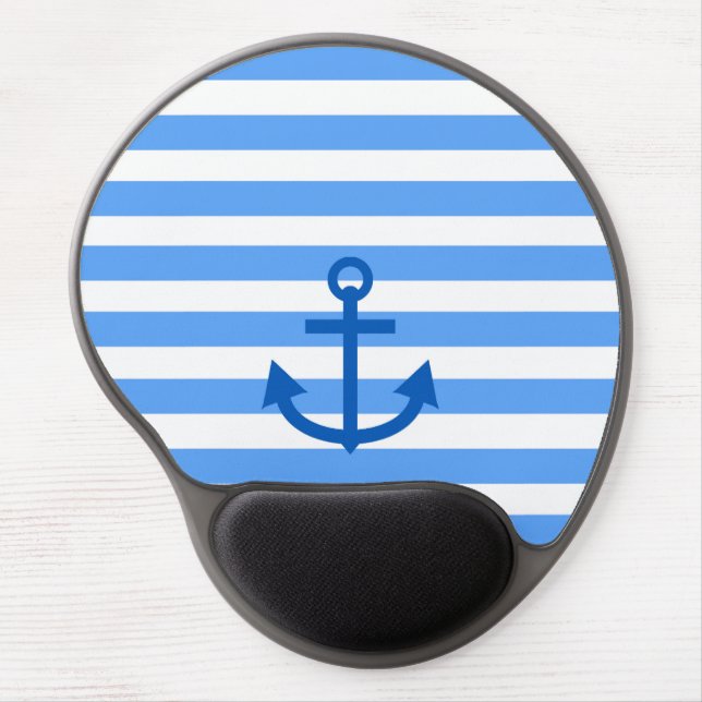 Anchor Stripes Blue & White  Gel Mouse Pad (Front)