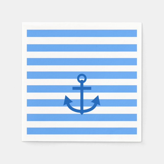 Anchor Stripes Blue & White  Napkins (Front)