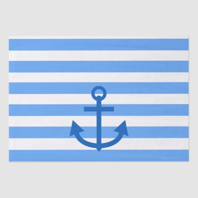 Anchor Stripes Blue & White  Tissue Paper (Front)