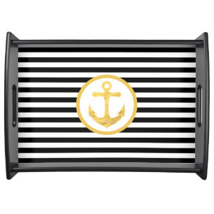 Anchor & Stripes Nautical Theme Serving Tray
