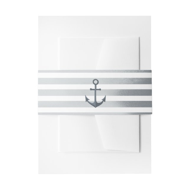 Anchor Stripes nautical wedding invitation  Invitation Belly Band (Front Example)
