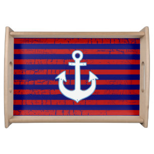 Anchor Stripes red & blue Serving Tray