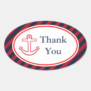 Anchor Stripes Thank You Stickers