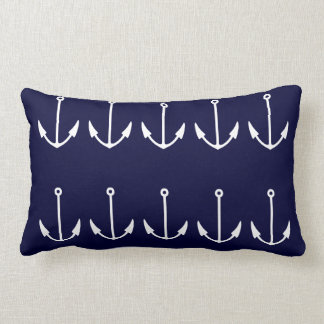 Anchor stripes WHITE on NAVY BLUE PILLOW