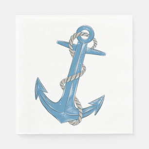 Anchor Summer Beach Party Blue Nautical Wedding Napkins