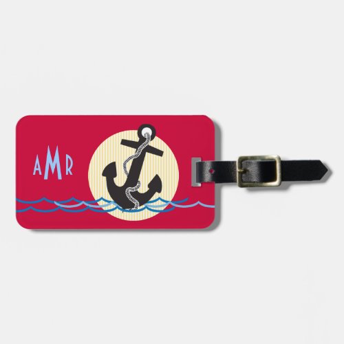 Anchor Sun and Water Monogrammed Luggage Tag