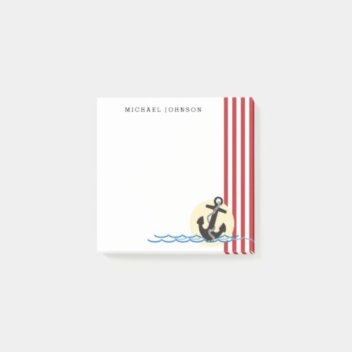 Anchor Sun and Water Nautical Personalized Post_it Notes
