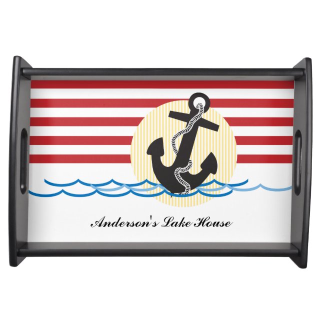 Anchor, Sun and Water Personalized Serving Tray (Front)