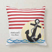 Anchor, Sun and Water Personalized Throw Pillow