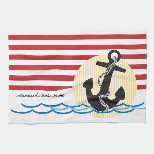 Anchor, Sun and Water Personalized Towel