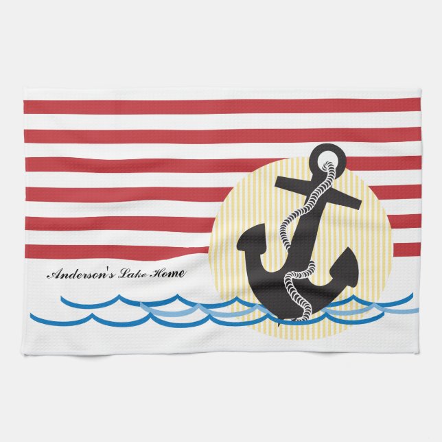 Anchor, Sun and Water Personalized Towel (Horizontal)