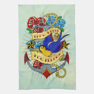 Anchor, Swallow and Roses Towel