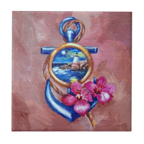 Anchor Tattoo Ceramic Tile