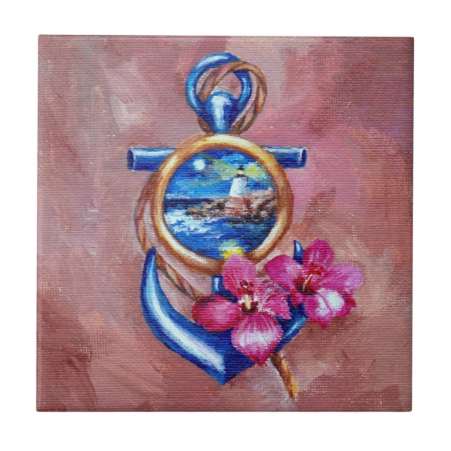 Anchor Tattoo Ceramic Tile (Front)