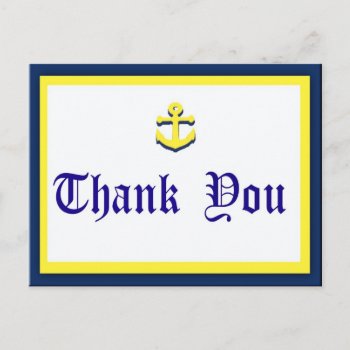 Anchor Thank You Postcard by CuteLittleTreasures at Zazzle