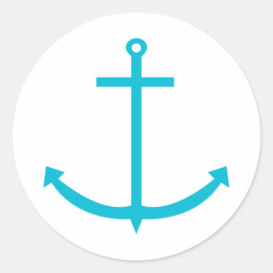 Anchor Turquoise Nautical Classic Round Sticker