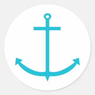 Anchor Turquoise Nautical Classic Round Sticker