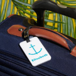 Anchor Turquoise Personalize Luggage Tag<br><div class="desc">Do you like nautical theme luggage tags?  This luggage tag has a turquoise blue anchor and text you can personalize.</div>