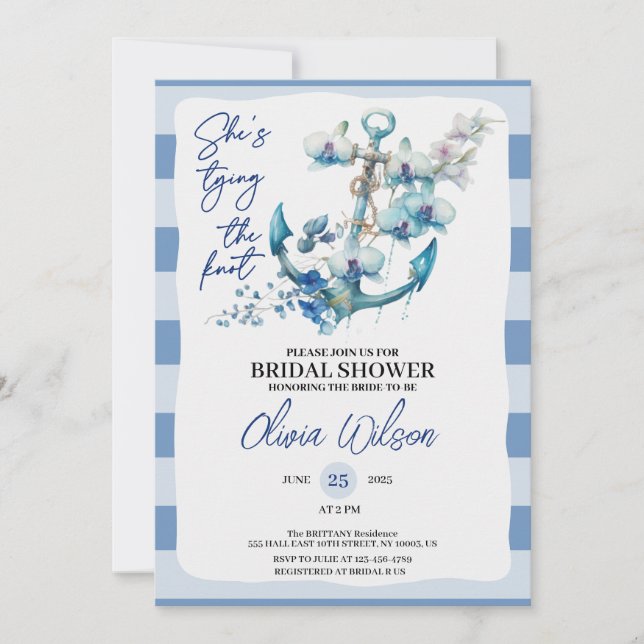 Anchor Tying the Knot Nautical Bridal Shower  Invitation (Front)