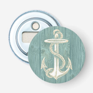 Anchor Vintage Aqua Wood Beach Bottle Opener