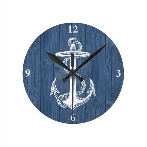 Anchor Vintage Blue Wood Clock
