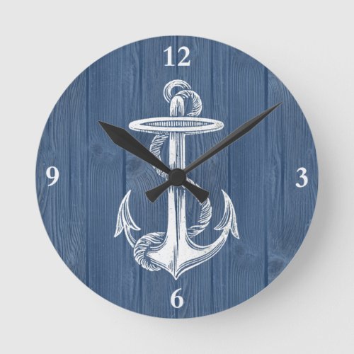 Anchor Vintage Blue Wood Clock