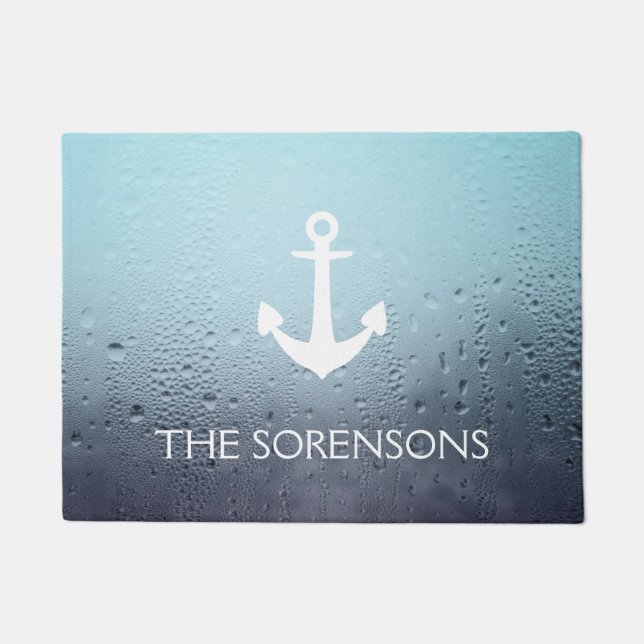 Anchor Water Drops Family Name Doormat (Front)