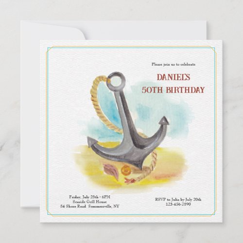 Anchor Watercolor Invitation