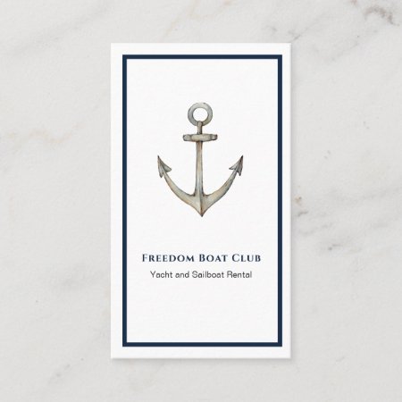 Anchor Watercolor Nautical Business Card