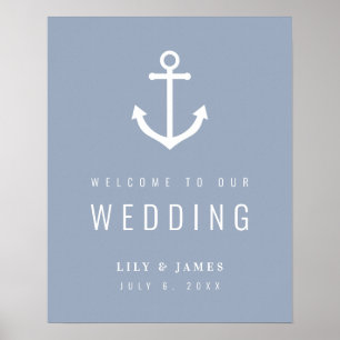 Anchor Wedding Welcome Sign   Nautical Coastal