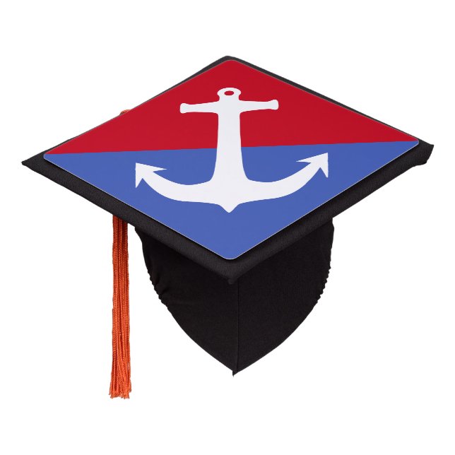 Anchor white + your background & ideas graduation cap topper (Angled)