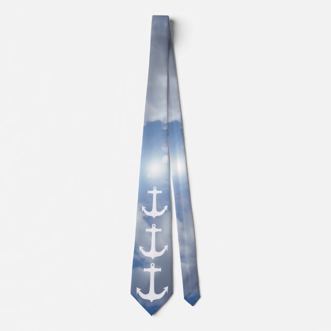 Anchor white + your background & ideas neck tie (Front)