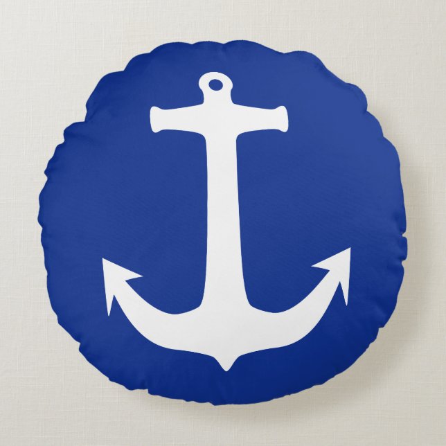 Anchor white + your backgrpund & ideas round pillow (Front)