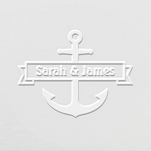 Anchor with banner couples names or custom text embosser