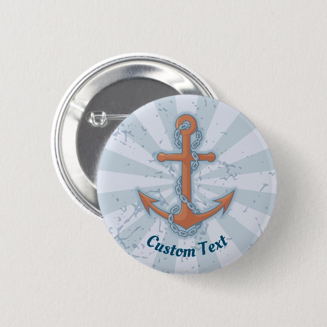 Anchor with Chain Pinback Button (Front & Back)