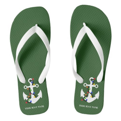 Anchor with Christmas Lights Nautical Flip Flops