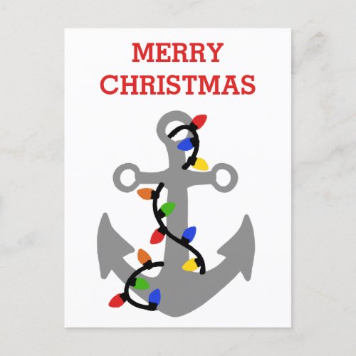 Anchor with Christmas Lights Nautical Postcard