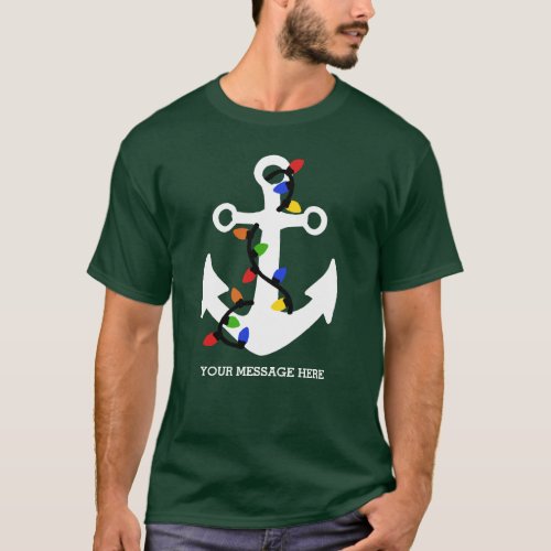 Anchor with Christmas Lights Nautical T_Shirt