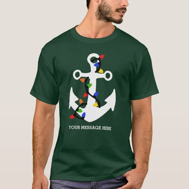 Anchor with Christmas Lights Nautical T-Shirt (Front)