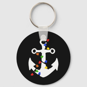 Anchor With Christmas Lights Nautical T Shirt  Keychain